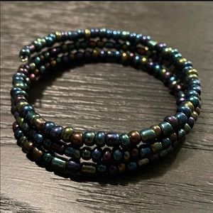 Wire beaded wrap around bracelet